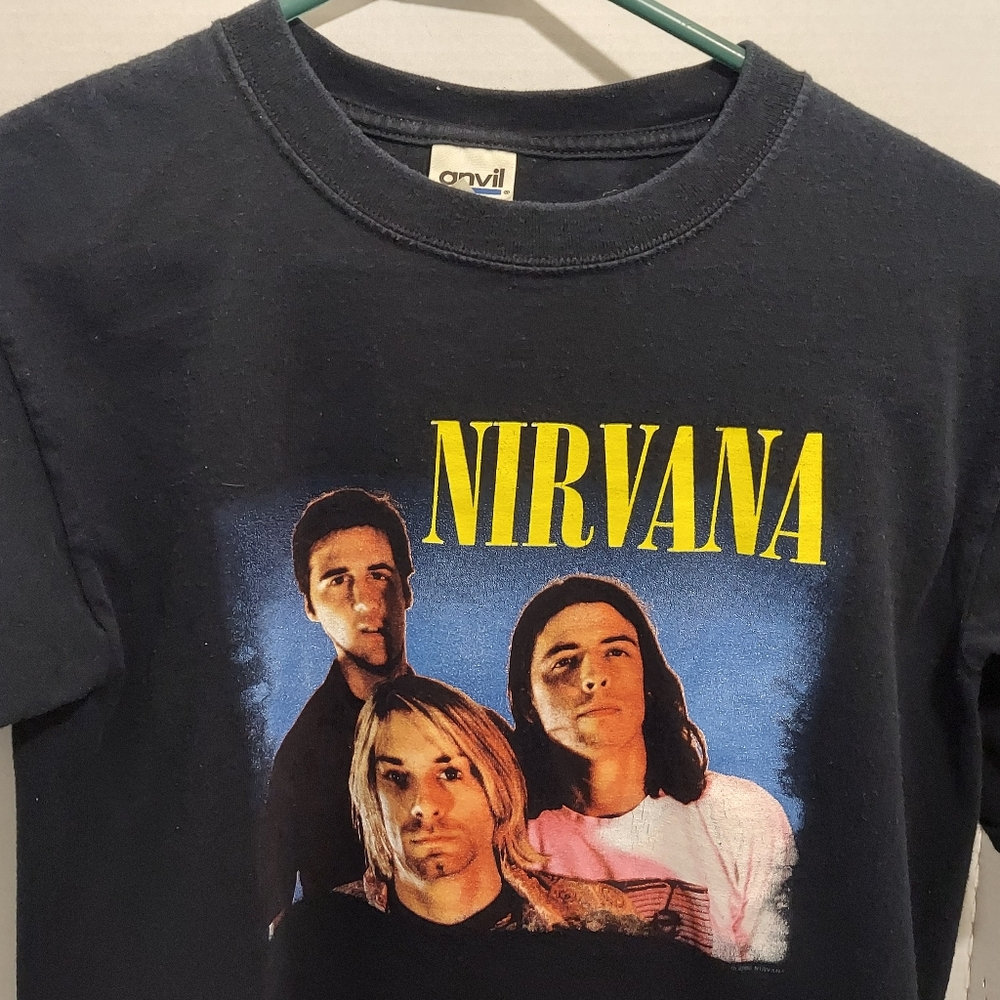 Vintage Nirvana Kurt Cobain Rock Band  Group Face Photo T Shirt Size Small Anvil